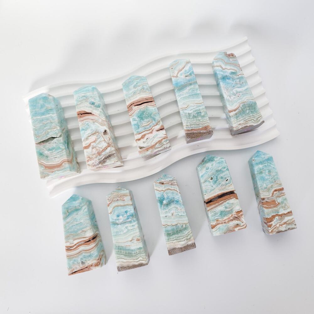 Blue Aragonite Tower Point Communication Crystal